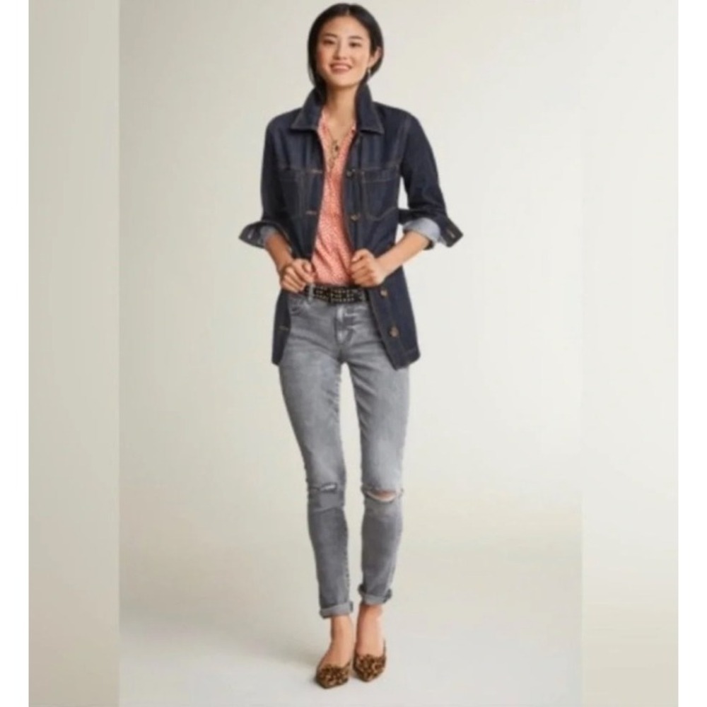 CAbi Chore Jacket Style 3910 Dark Wash Denim Belted Utility Jacket M - Picture 14 of 15